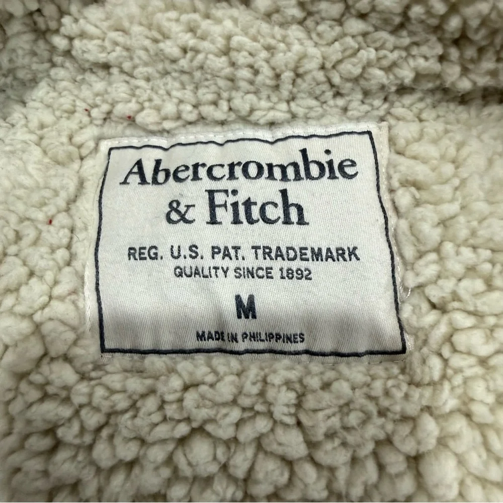 Abercrombie Y2K Sherpa Lined Zip Hoodie Faux Fur Hooded Sweatshirt M Preppy Bold